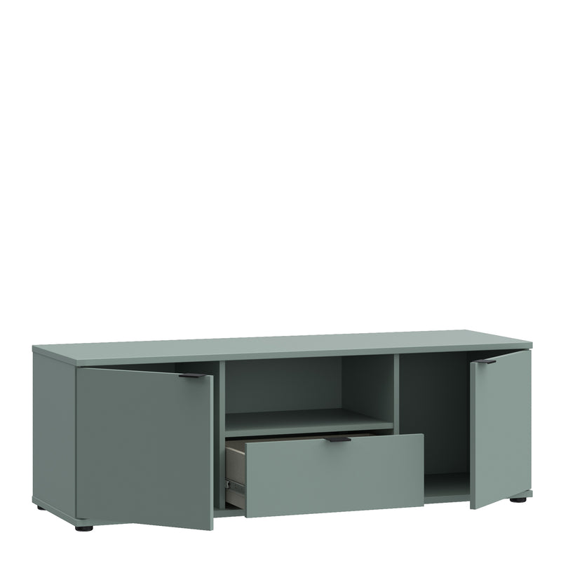 Ganymede Wide TV Unit with Open Shelf & 2 Doors in Sage Green – image 3