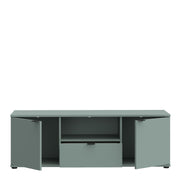 Ganymede Wide TV Unit with Open Shelf & 2 Doors in Sage Green – image 4
