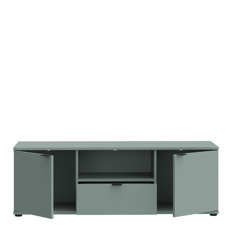 Ganymede Wide TV Unit with Open Shelf & 2 Doors in Sage Green – image 4