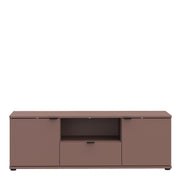 Ganymede Wide TV Unit with Open Shelf, Drawer & 2 Doors in Terracotta – image 2