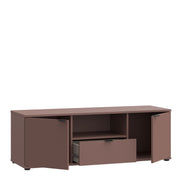 Ganymede Wide TV Unit with Open Shelf, Drawer & 2 Doors in Terracotta – image 3
