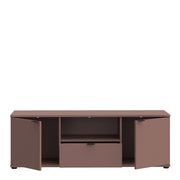 Ganymede Wide TV Unit with Open Shelf, Drawer & 2 Doors in Terracotta – image 4