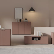 Ganymede Wide TV Unit with Open Shelf, Drawer & 2 Doors in Terracotta – image 6