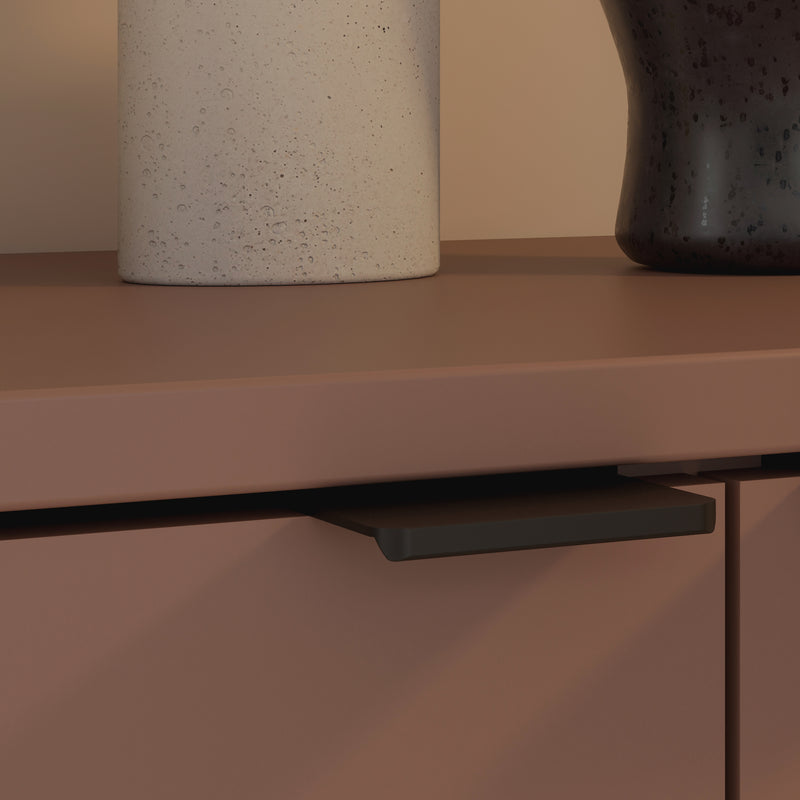 Ganymede Wide TV Unit with Open Shelf, Drawer & 2 Doors in Terracotta – image 8