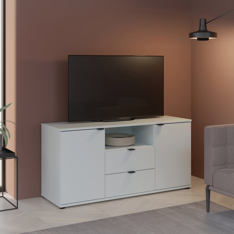 Ganymede TV Unit with Open Shelf, Drawer & 2 Doors in Light Grey – image 5