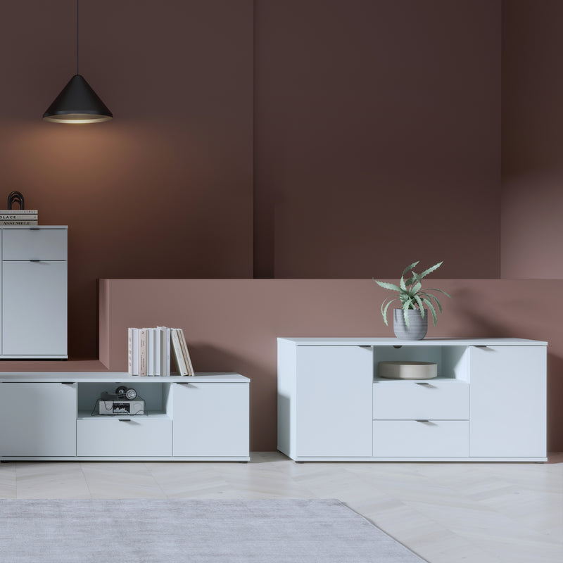 Ganymede TV Unit with Open Shelf, Drawer & 2 Doors in Light Grey – image 6