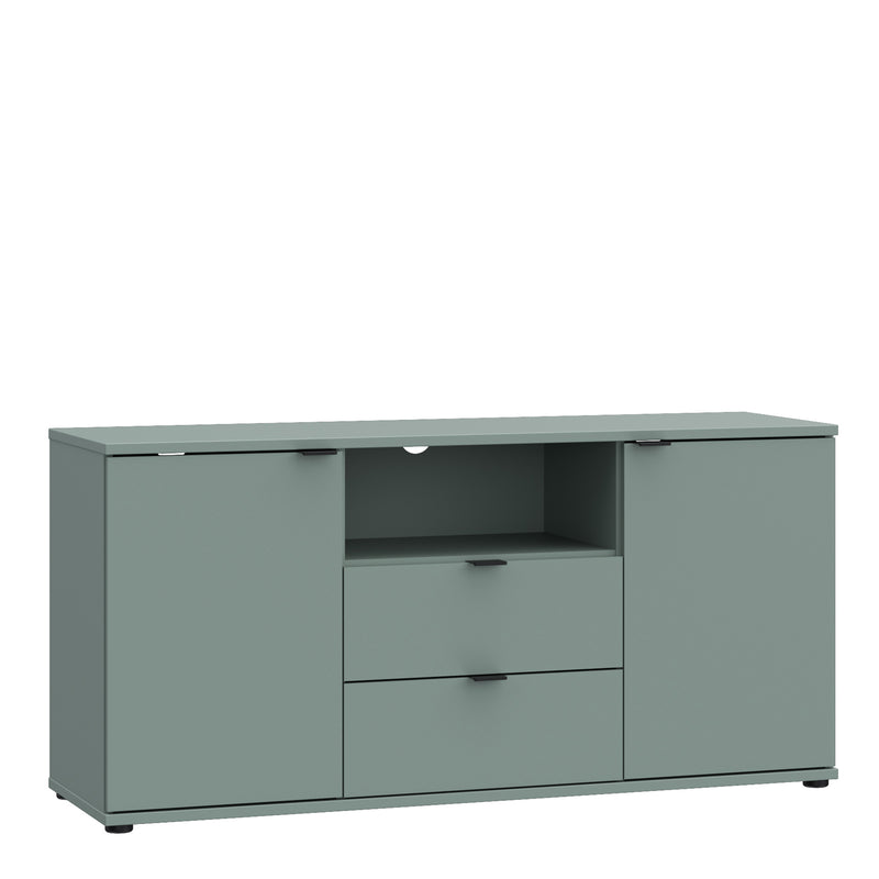 Ganymede TV Unit with Open Shelf, Drawer & 2 Doors in Sage Green – image 1