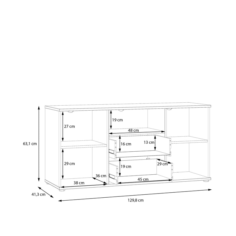 Ganymede TV Unit with Open Shelf, Drawer & 2 Doors in Sage Green – image 10