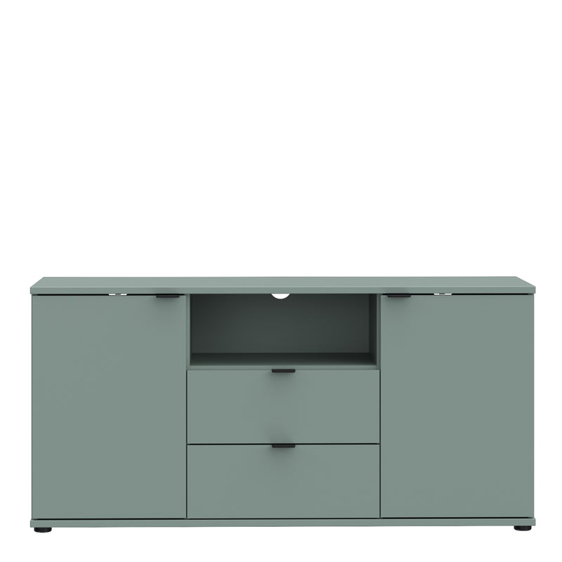 Ganymede TV Unit with Open Shelf, Drawer & 2 Doors in Sage Green – image 2