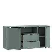 Ganymede TV Unit with Open Shelf, Drawer & 2 Doors in Sage Green – image 3