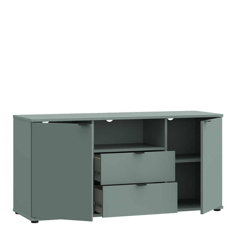 Ganymede TV Unit with Open Shelf, Drawer & 2 Doors in Sage Green – image 3