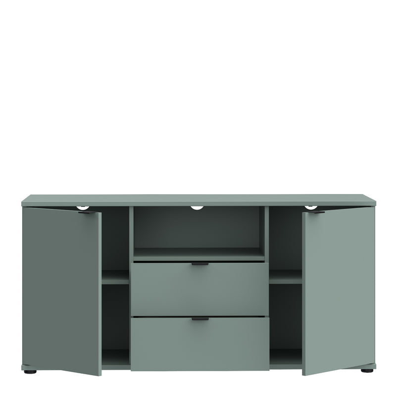Ganymede TV Unit with Open Shelf, Drawer & 2 Doors in Sage Green – image 4