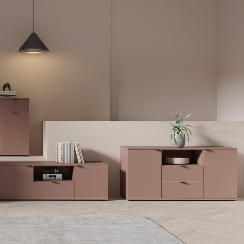 Ganymede TV Unit with Open Shelf, 2 Drawers & 2 Doors in Terracotta – image 6