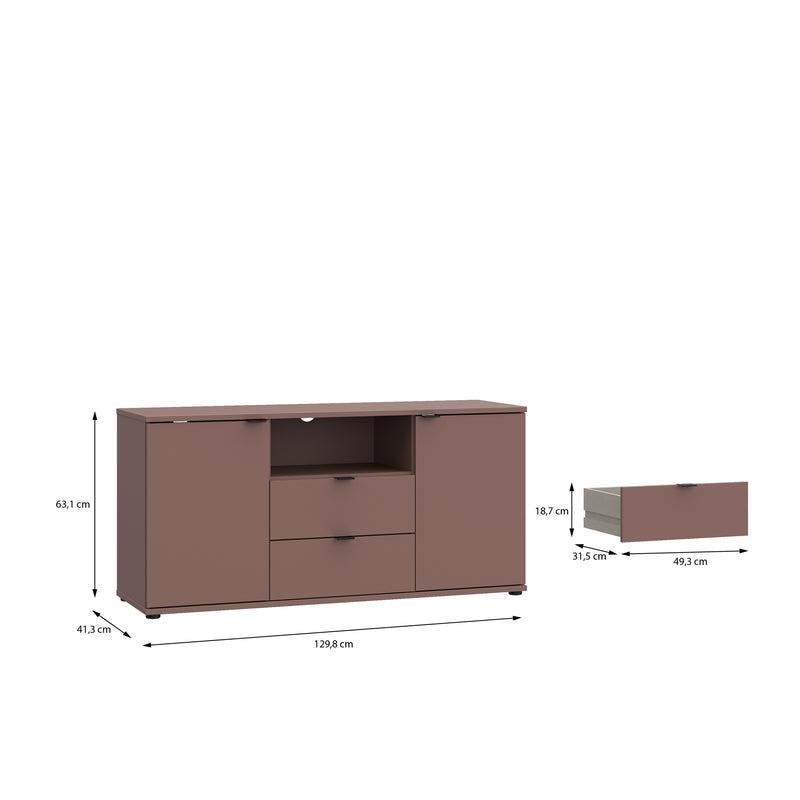 Ganymede TV Unit with Open Shelf, 2 Drawers & 2 Doors in Terracotta – image 9