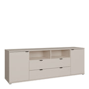 Ganymede Wide TV Unit with Open Shelving, 2 Drawers & 2 Doors in Sand – image 1