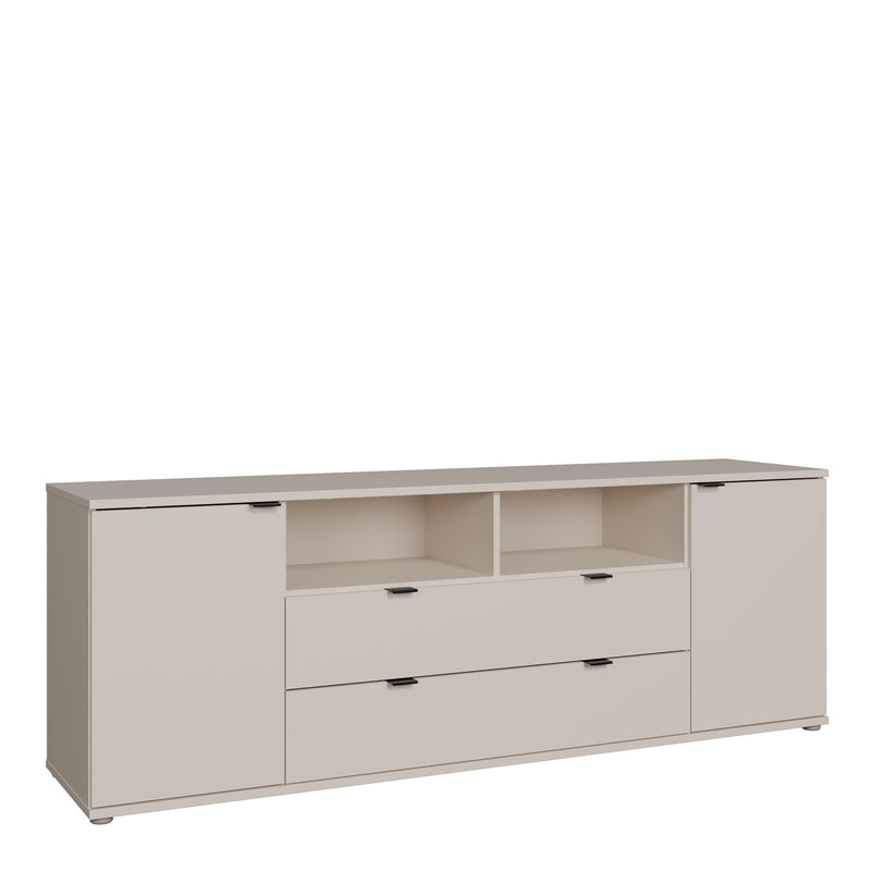 Ganymede Wide TV Unit with Open Shelving, 2 Drawers & 2 Doors in Sand – image 1