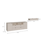 Ganymede Wide TV Unit with Open Shelving, 2 Drawers & 2 Doors in Sand – image 11