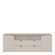 Ganymede Wide TV Unit with Open Shelving, 2 Drawers & 2 Doors in Sand – image 2