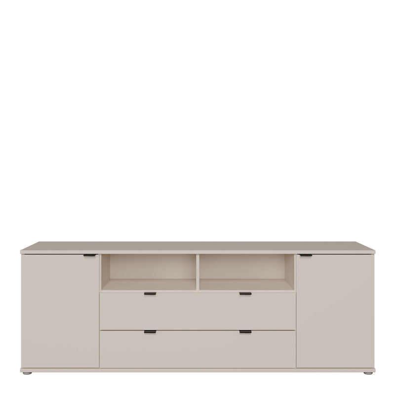 Ganymede Wide TV Unit with Open Shelving, 2 Drawers & 2 Doors in Sand – image 2