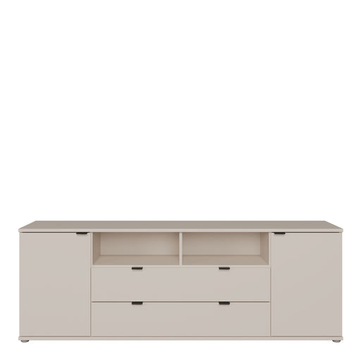 Ganymede Wide TV Unit with Open Shelving, 2 Drawers & 2 Doors in Sand – image 2