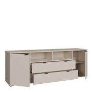 Ganymede Wide TV Unit with Open Shelving, 2 Drawers & 2 Doors in Sand – image 4