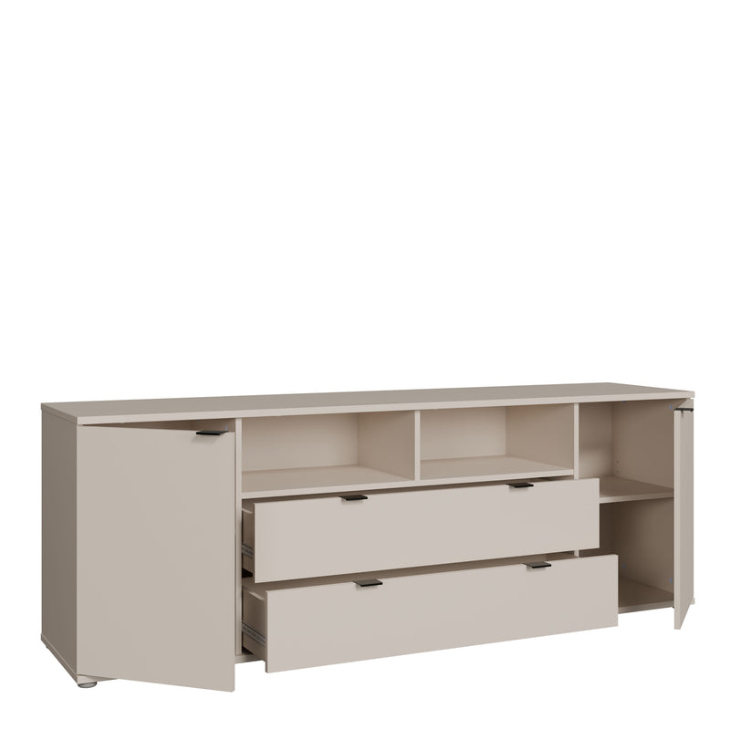 Ganymede Wide TV Unit with Open Shelving, 2 Drawers & 2 Doors in Sand – image 4