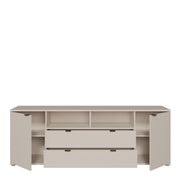 Ganymede Wide TV Unit with Open Shelving, 2 Drawers & 2 Doors in Sand – image 5