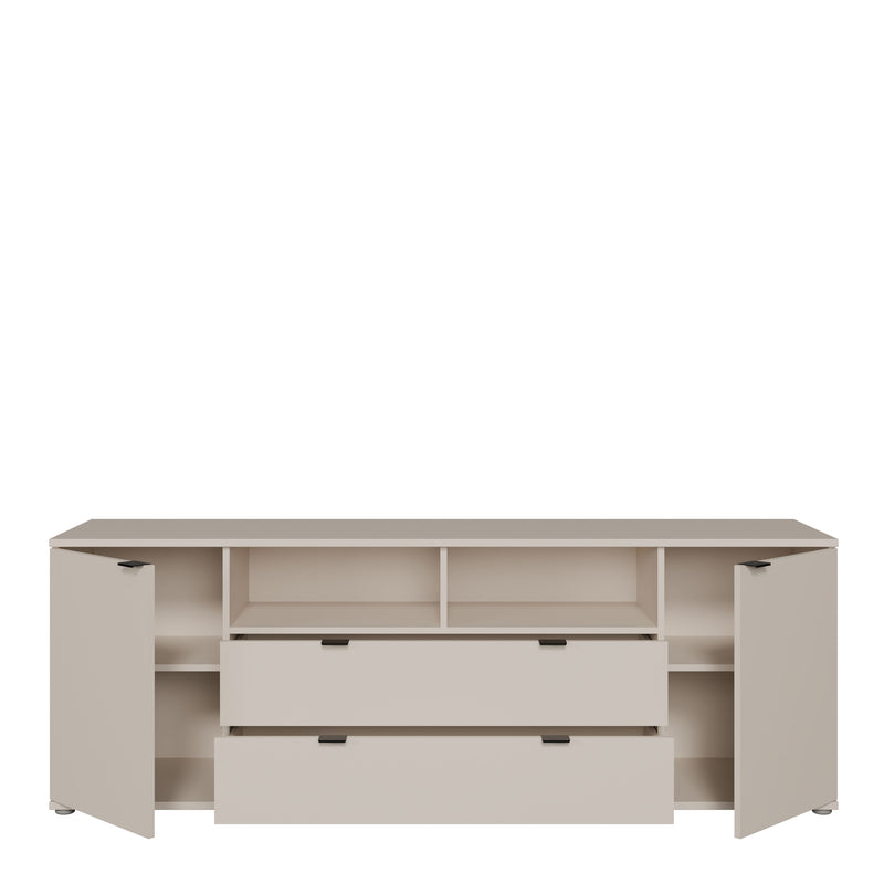 Ganymede Wide TV Unit with Open Shelving, 2 Drawers & 2 Doors in Sand – image 5