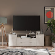 Ganymede Wide TV Unit with Open Shelving, 2 Drawers & 2 Doors in Sand – image 6