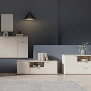 Ganymede Wide TV Unit with Open Shelving, 2 Drawers & 2 Doors in Sand – image 8