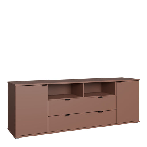 Ganymede Wide TV Unit with Open Shelving, 2 Drawers & 2 Doors in Terracotta – image 1