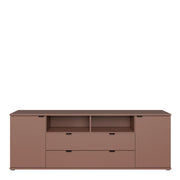 Ganymede Wide TV Unit with Open Shelving, 2 Drawers & 2 Doors in Terracotta – image 2