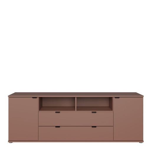 Ganymede Wide TV Unit with Open Shelving, 2 Drawers & 2 Doors in Terracotta – image 2