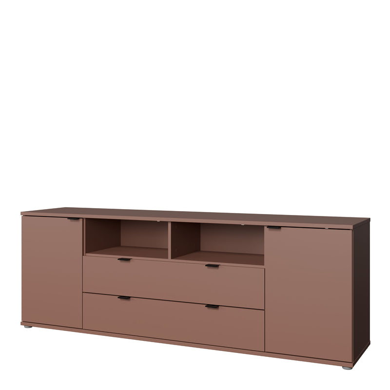Ganymede Wide TV Unit with Open Shelving, 2 Drawers & 2 Doors in Terracotta – image 3