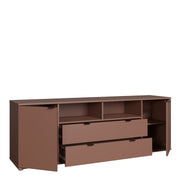 Ganymede Wide TV Unit with Open Shelving, 2 Drawers & 2 Doors in Terracotta – image 4