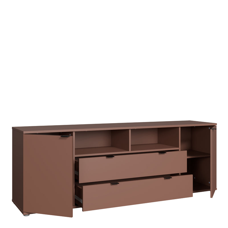 Ganymede Wide TV Unit with Open Shelving, 2 Drawers & 2 Doors in Terracotta – image 4