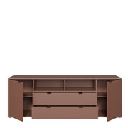 Ganymede Wide TV Unit with Open Shelving, 2 Drawers & 2 Doors in Terracotta – image 5