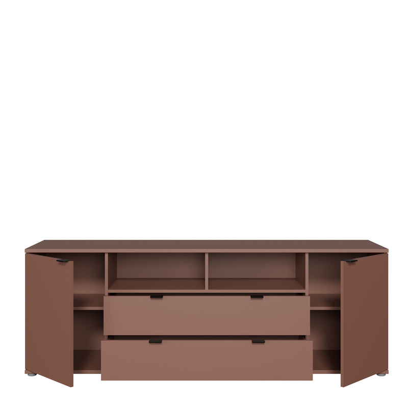 Ganymede Wide TV Unit with Open Shelving, 2 Drawers & 2 Doors in Terracotta – image 5