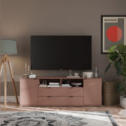 Ganymede Wide TV Unit with Open Shelving, 2 Drawers & 2 Doors in Terracotta – image 6