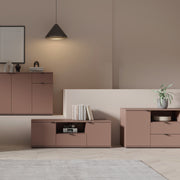 Ganymede Wide TV Unit with Open Shelving, 2 Drawers & 2 Doors in Terracotta – image 7