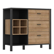 High Rock 3 Drawer Display Chest in Matt Black/Riviera Oak – image 1