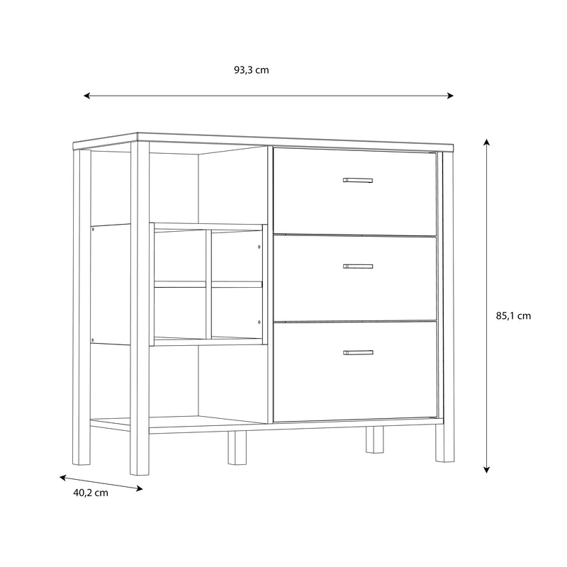 High Rock 3 Drawer Display Chest in Matt Black/Riviera Oak – image 10