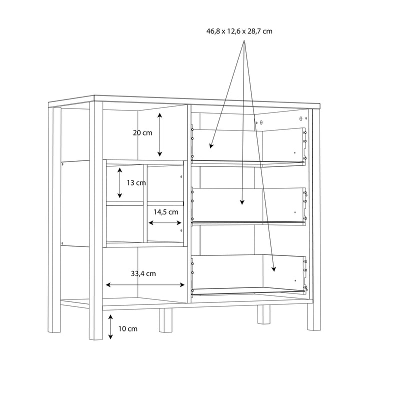 High Rock 3 Drawer Display Chest in Matt Black/Riviera Oak – image 11