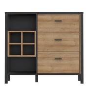 High Rock 3 Drawer Display Chest in Matt Black/Riviera Oak – image 2