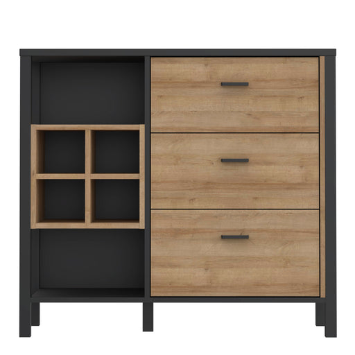 High Rock 3 Drawer Display Chest in Matt Black/Riviera Oak – image 2