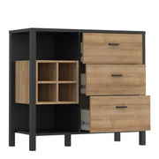 High Rock 3 Drawer Display Chest in Matt Black/Riviera Oak – image 4