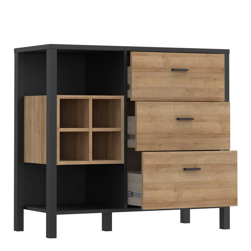 High Rock 3 Drawer Display Chest in Matt Black/Riviera Oak – image 4