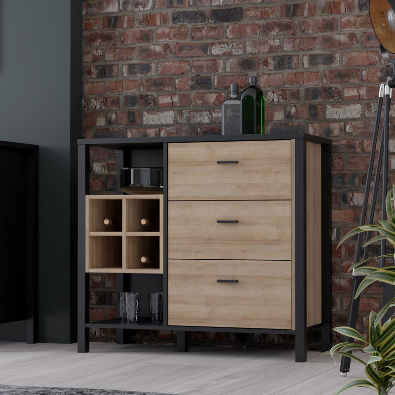 High Rock 3 Drawer Display Chest in Matt Black/Riviera Oak – image 6