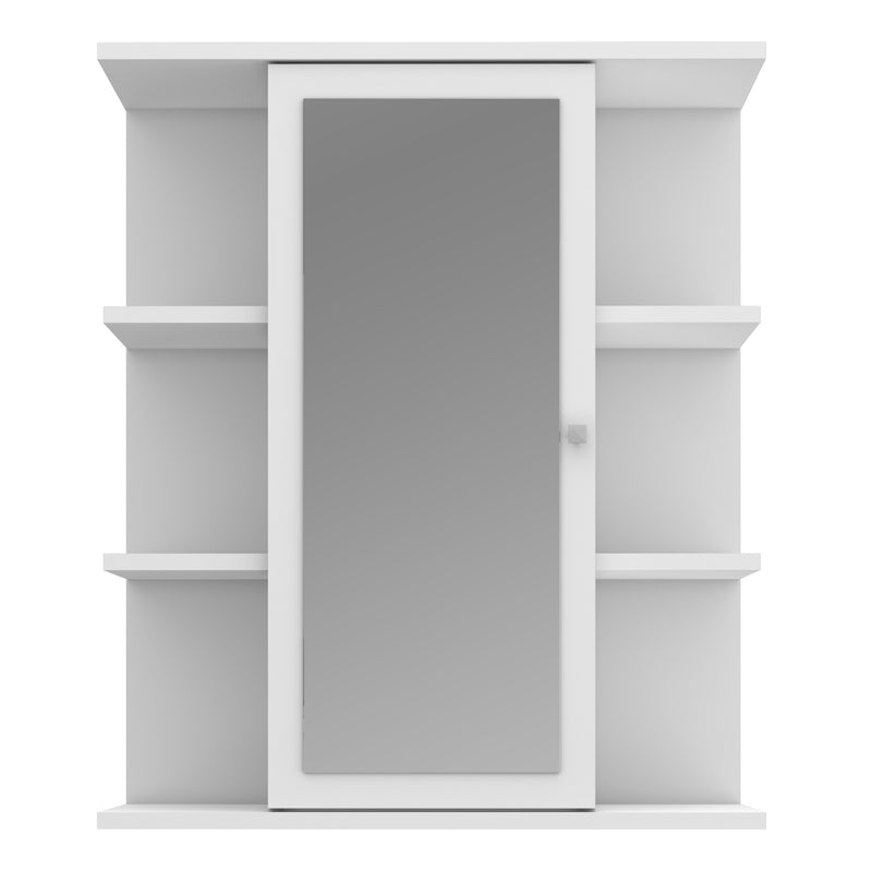 Ipsarion Hanging Cupboard with 1 Mirror Door, 6 Shelves & Silver Handle in White – image 2