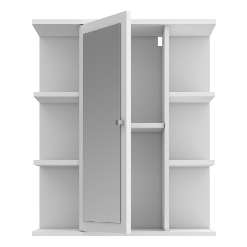 Ipsarion Hanging Cupboard with 1 Mirror Door, 6 Shelves & Silver Handle in White – image 4